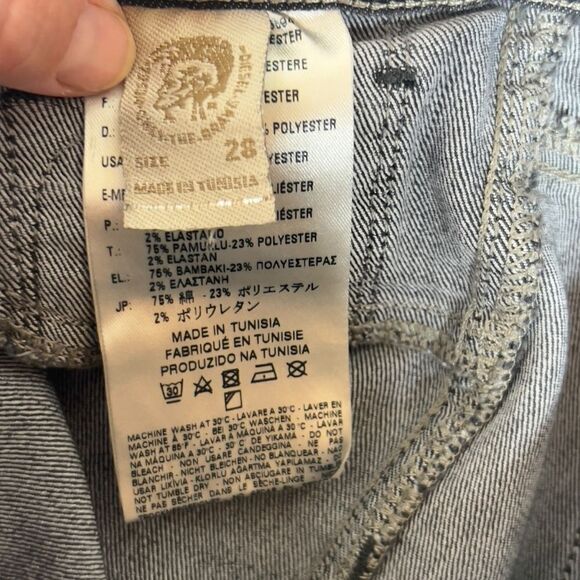 Diesel Livier black gray Super Slim Jegging Jeans 28 Distressed Black Low Rise - Picture 16 of 16